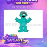 Free Teal Furry Monster Free Red Bow Sesame Street Free SVG 2 - Instant Download