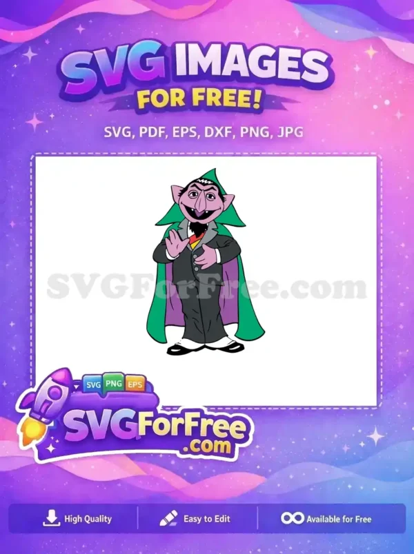Free Count Von Count Smiling Free Green Cape Sesame Street Free SVG