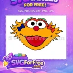 Free Orange Zoe Big Smile Free Bow Sesame Street Free SVG - Instant Download