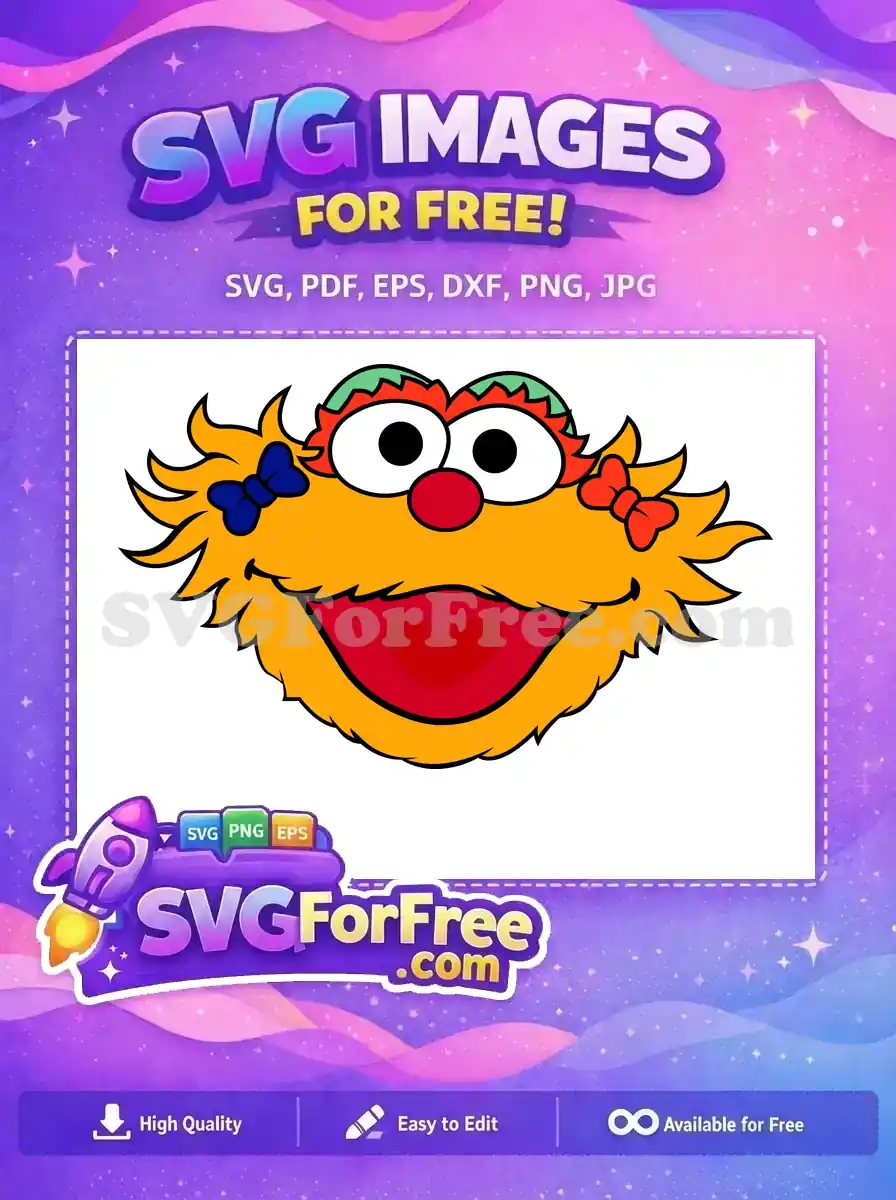 Free Orange Zoe Big Smile Free Bow Sesame Street Free SVG