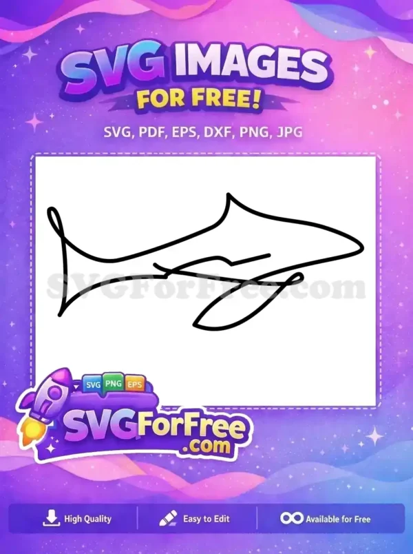 Free Simple Line Free Abstract Shark Silhouette Free SVG