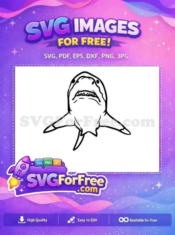 Free Simple Shark Free Fin Outline Jaws Free SVG 5