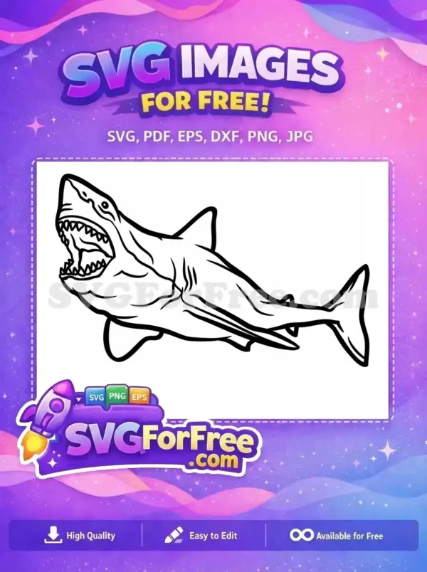 Free Simple Shark Free Fin Outline Jaws Free SVG 8