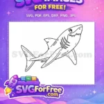 Free Smiling Shark Free Cartoon Outline Jaws Movie Free SVG - Instant Download