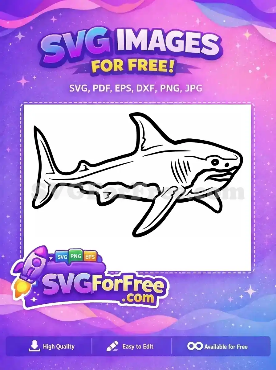 Free Simple Shark Free Fin Outline Jaws Free SVG 11