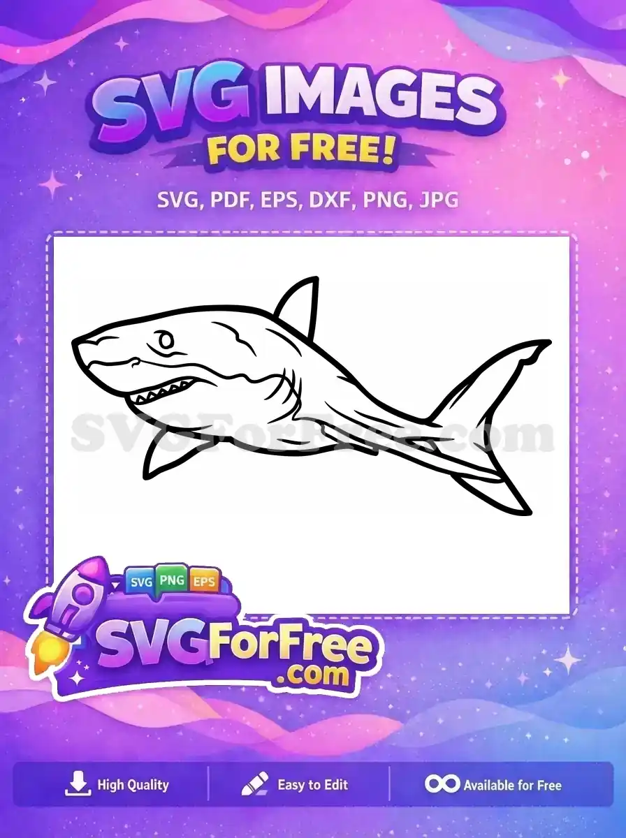 Free Simple Shark Free Fin Outline Jaws Free SVG 12