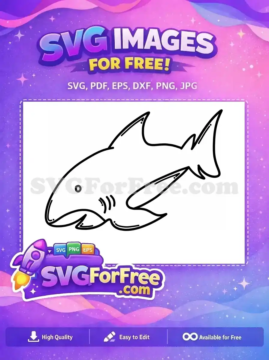 Free Sharp Teeth Free Fin Details Shark Outline Free SVG 1
