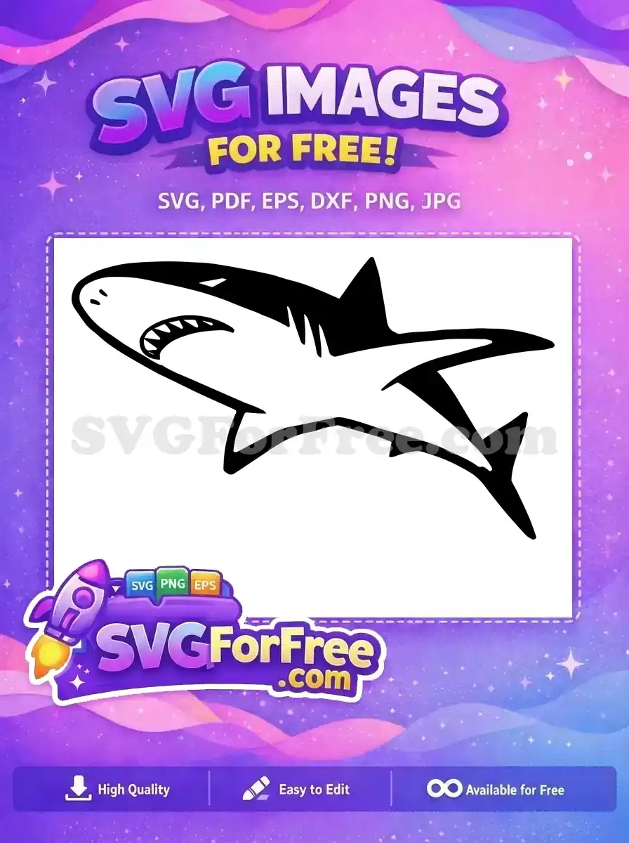 Free Sharp Teeth Free Black Outline Shark Free SVG 2