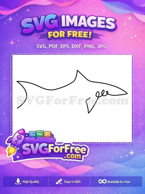 Free Minimalist Line Free Art Simple Shark Free SVG