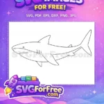 Free Simple Shark Free Fin Outline Jaws Free SVG 15 - Instant Download