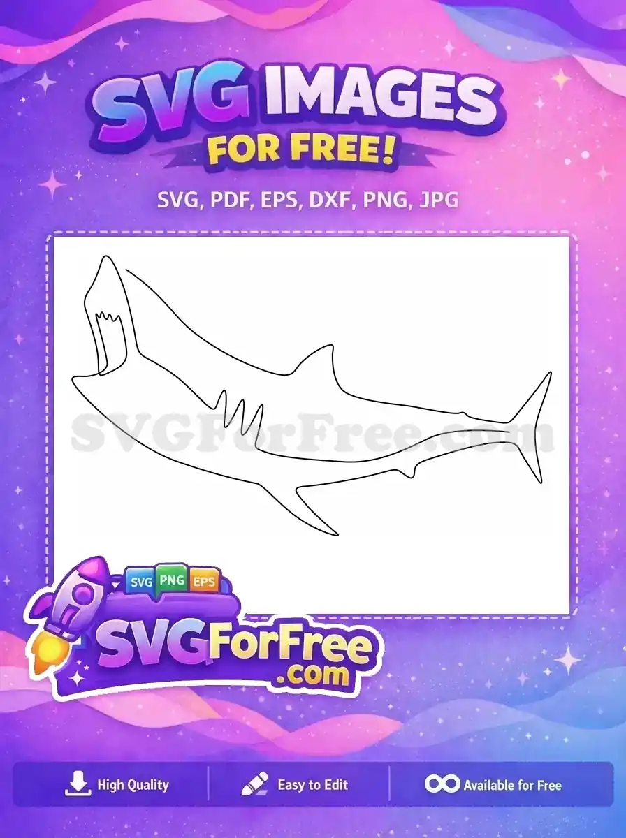Free Simple Shark Free Fin Outline Jaws Free SVG 16