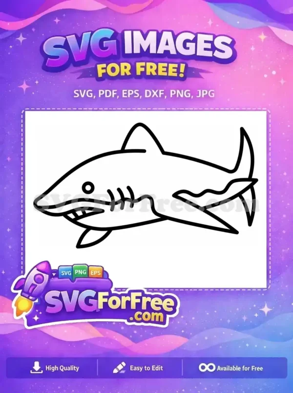 Free Simple Shark Free Fin Outline Jaws Free SVG 17