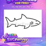 Free Black Line Free Simple Shark Silhouette Jaws Free SVG - Instant Download