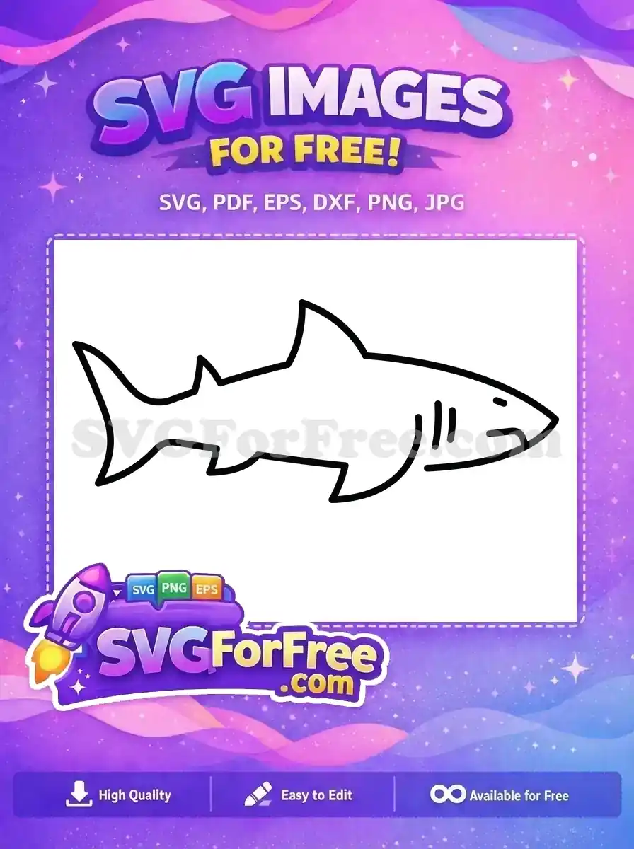 Free Black Line Free Simple Shark Silhouette Jaws Free SVG