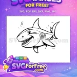 Free Cartoon Shark Smiling Free Sharp Teeth Jaws Movie Free SVG - Instant Download