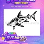 Free Detailed Fin Free Black Outline Shark Free SVG - Instant Download