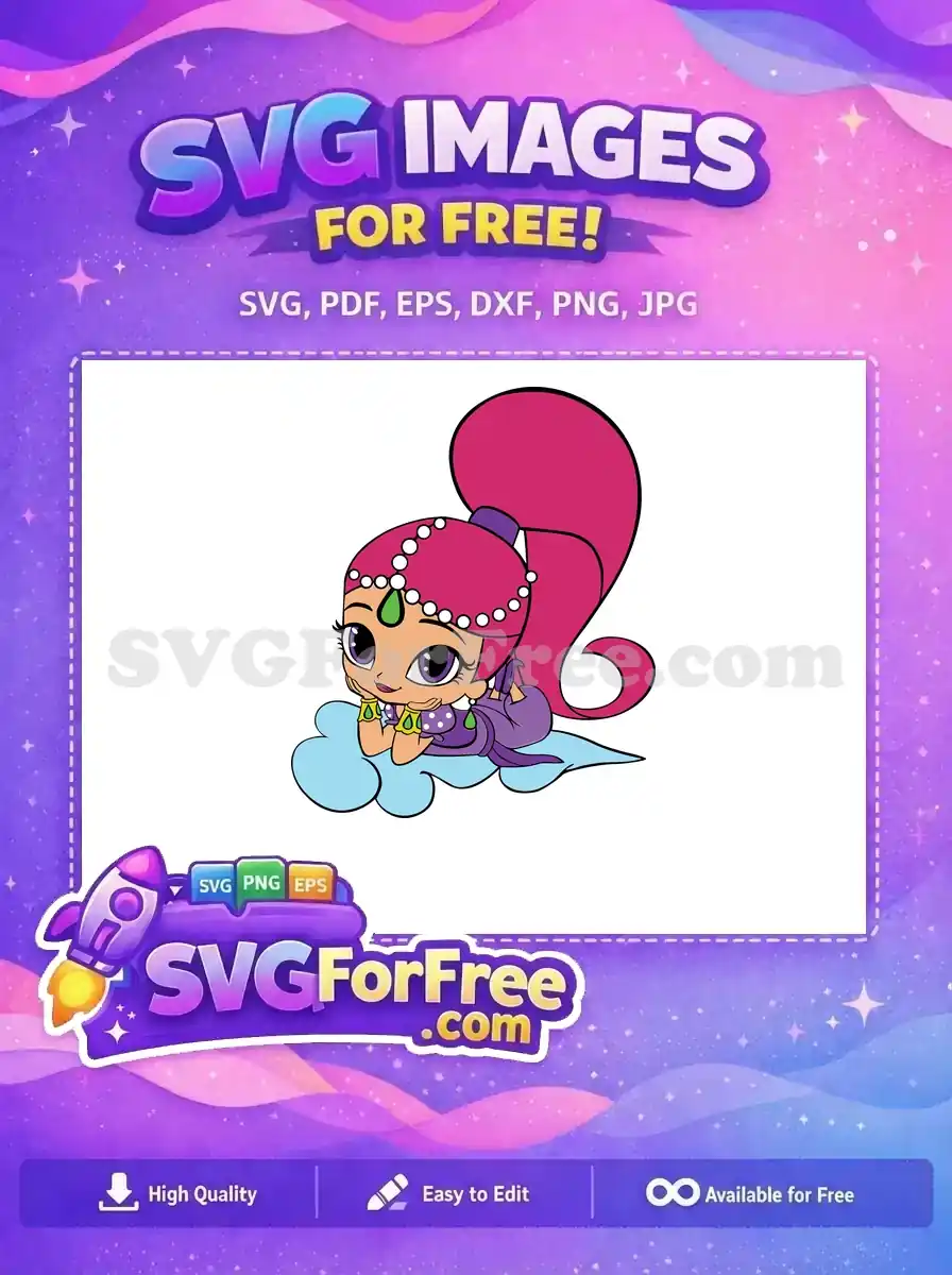 Free Lying on Cloud Free Purple Outfit Shimmer and Shine Free SVG