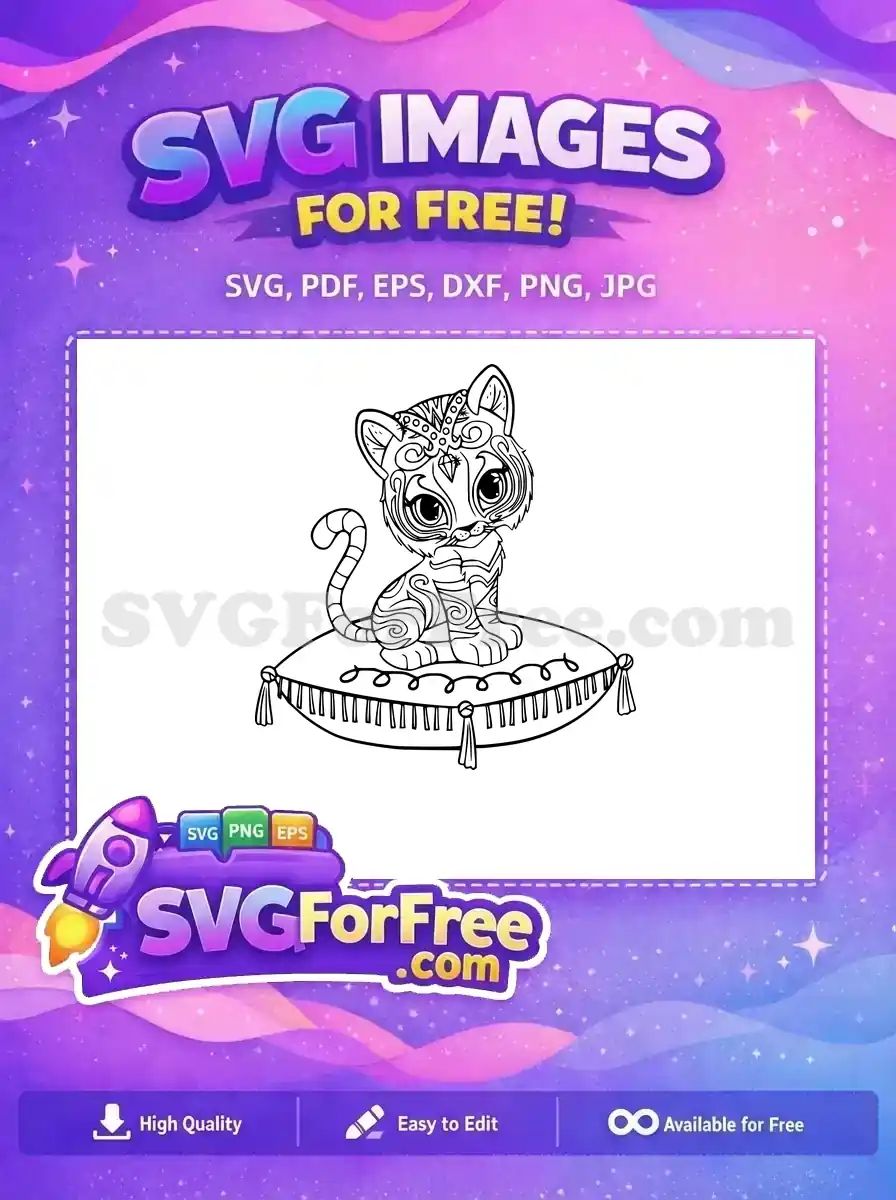 Free Jewel Crown Cat Free Pillow Shimmer and Shine Free SVG