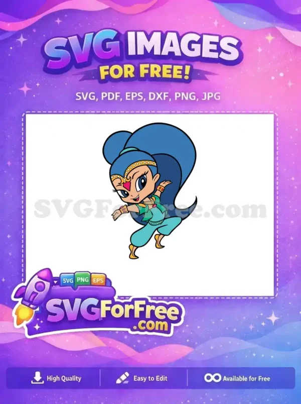 Free Blue Hair Free Shimmer Shine Pose Free SVG