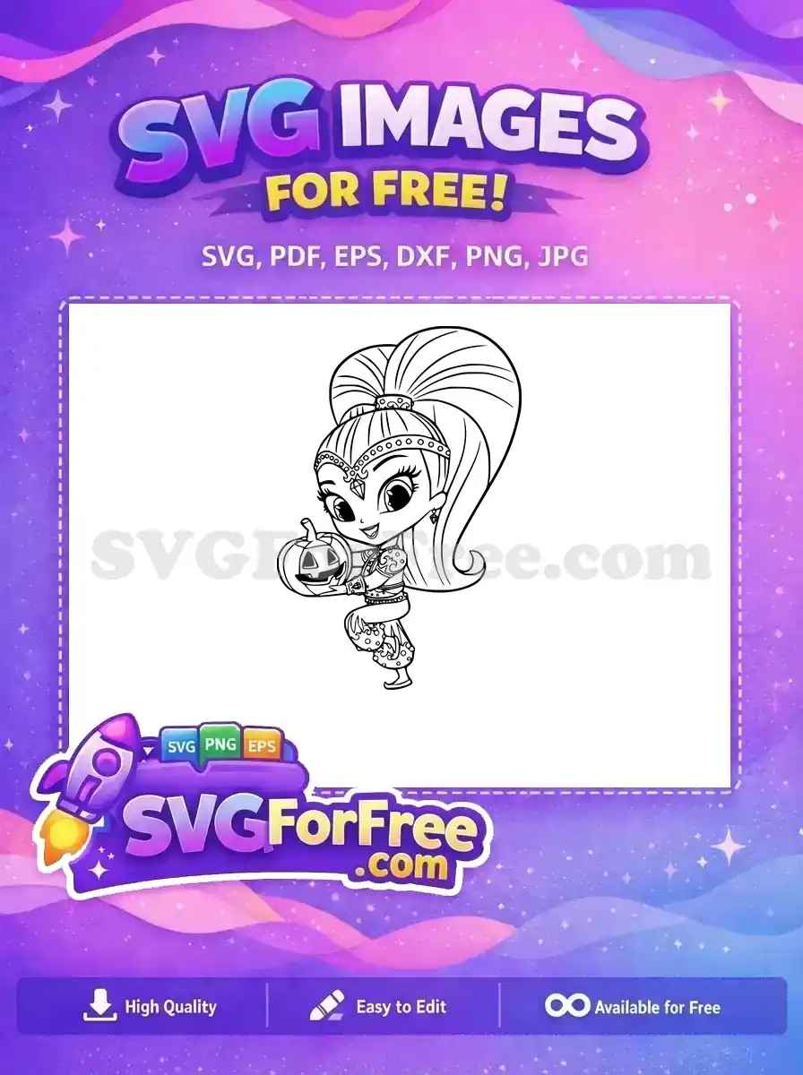 Free Shimmer Holding Pumpkin Free Halloween Shimmer and Shine Free SVG