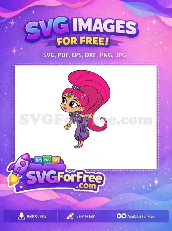 Free Pink Hair Free Purple Dress Shimmer and Shine Free SVG