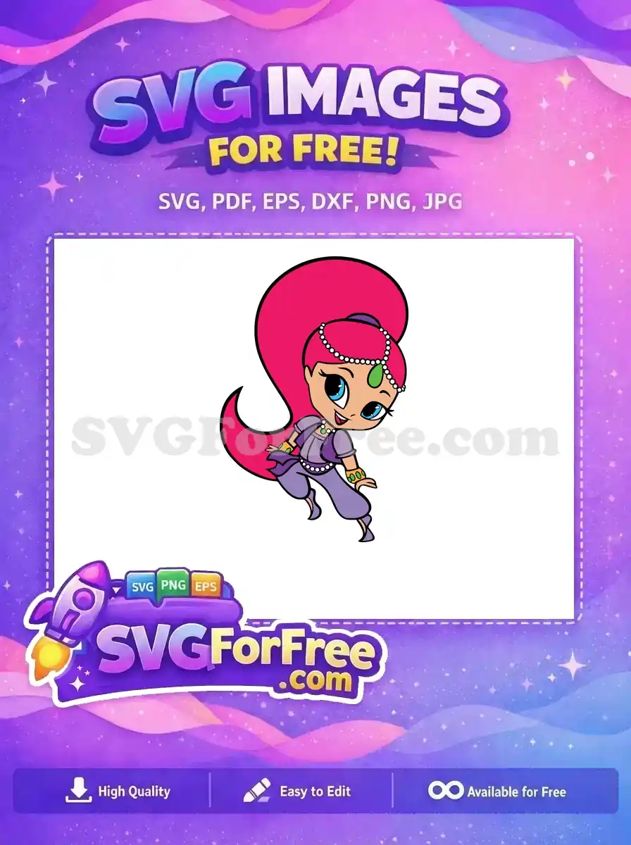 Free Winking Shimmer Free Pink Hair Shimmer and Shine Free SVG
