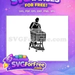 Free Bald Shopper Free Pushing Cart Shopping Free SVG - Instant Download