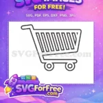 Free Simple Line Free Shopping Cart Black Free SVG - Instant Download