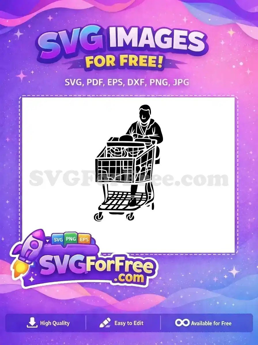 Free Man Pushing Cart Free Groceries Shopping Free SVG