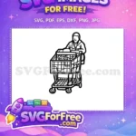 Free Line Art Groceries Free Person Shopping Free SVG - Instant Download