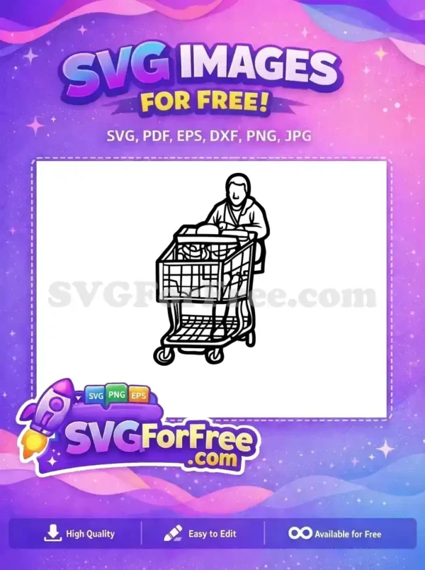 Free Line Art Groceries Free Person Shopping Free SVG