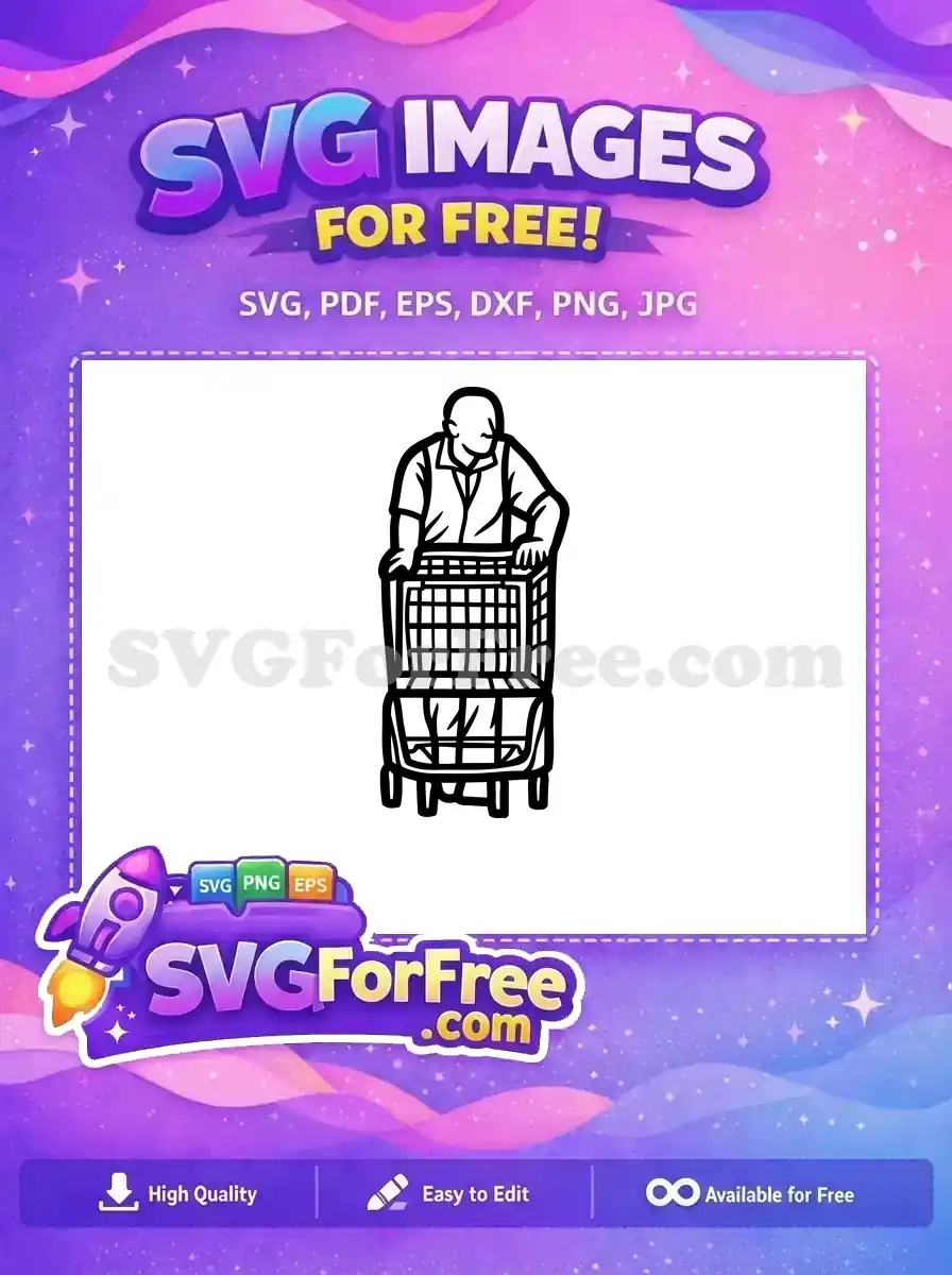 Free Smiling Man Free Shopping Cart Groceries Free SVG