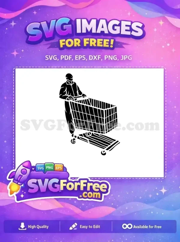 Free Smiling Shopper Free Pushing Cart Shopping Free SVG