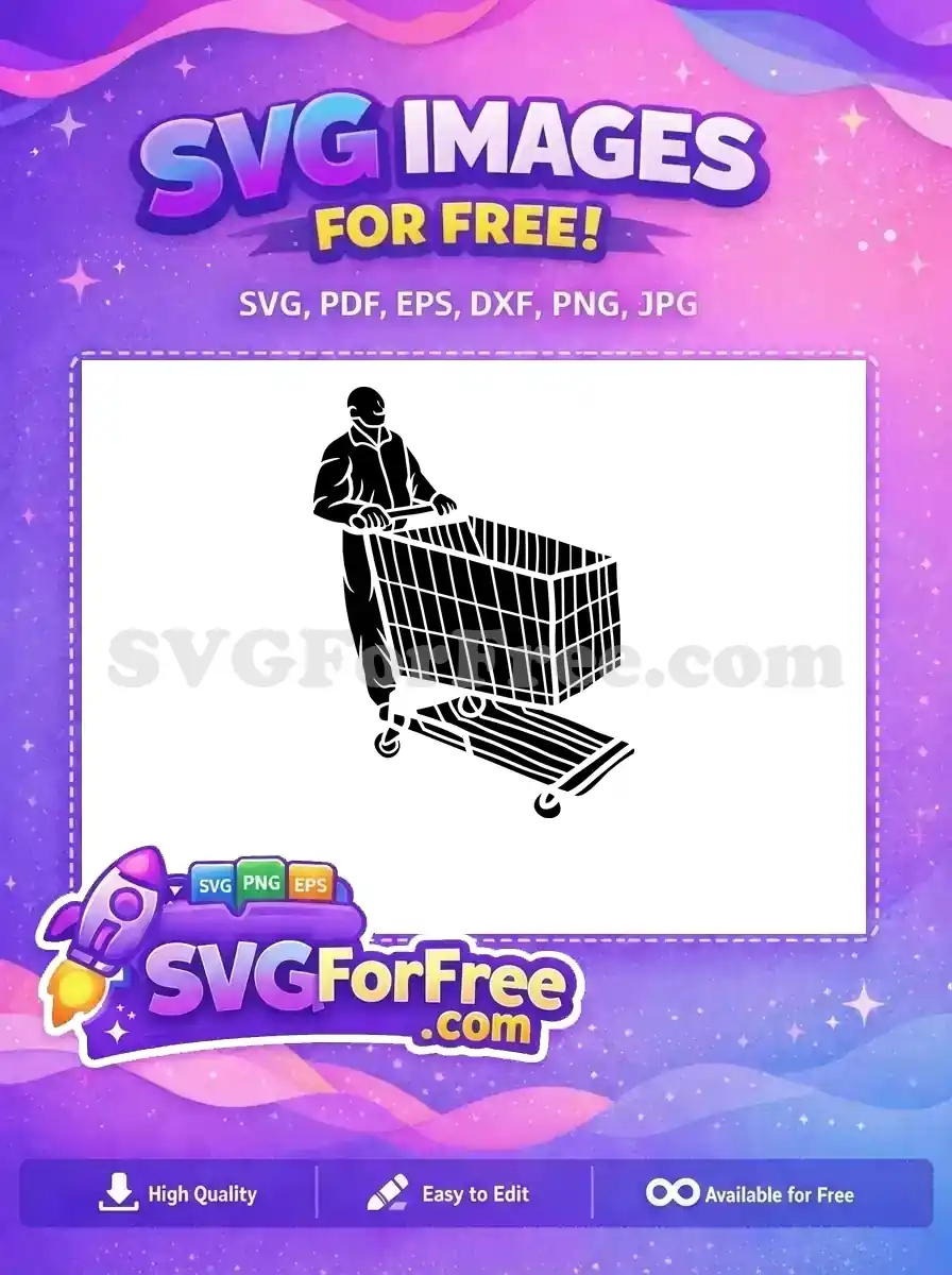 Free Smiling Shopper Free Pushing Cart Shopping Free SVG