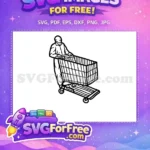 Free Man Pushing Trolley Free Black Outline Shopping Cart SVG Free SVG - Instant Download