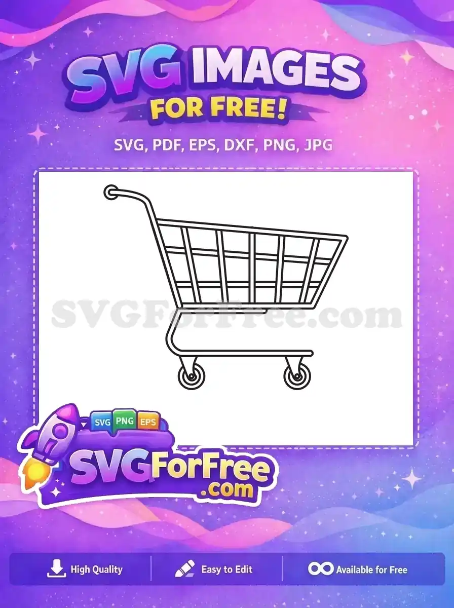 Free Black Outline Free Empty Trolley Shopping Cart SVG Free SVG