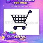 Free Dark Blue Outline Free Shopping Cart Free SVG - Instant Download
