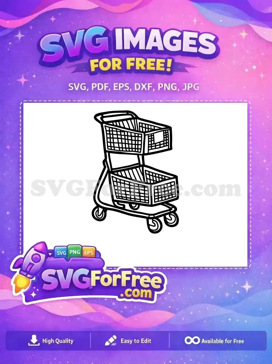 Free Two Tier Free Shopping Supermarket Free Cart SVG