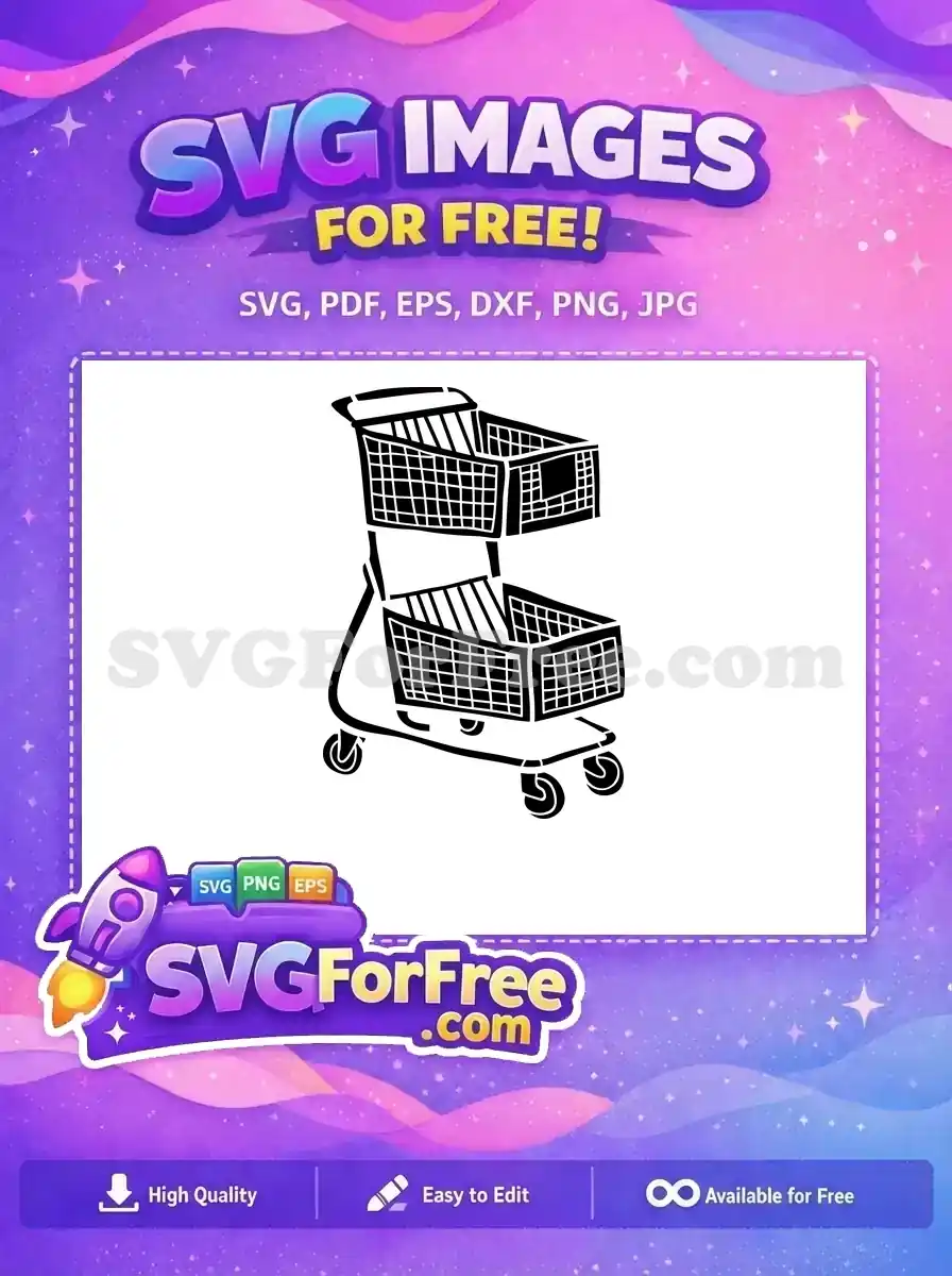 Free Double Basket Free Shopping Cart Black Free SVG