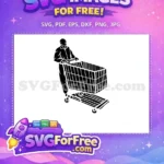 Free Smiling Shopper Free Black Shopping Cart Retail Free SVG - Instant Download