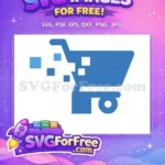 Free Pixelated Blue Shopping Free Cart Icon Free SVG - Instant Download