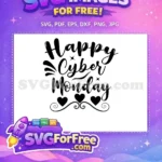 Free Happy Cyber Monday Free Hearts Swirls Design Free SVG - Instant Download