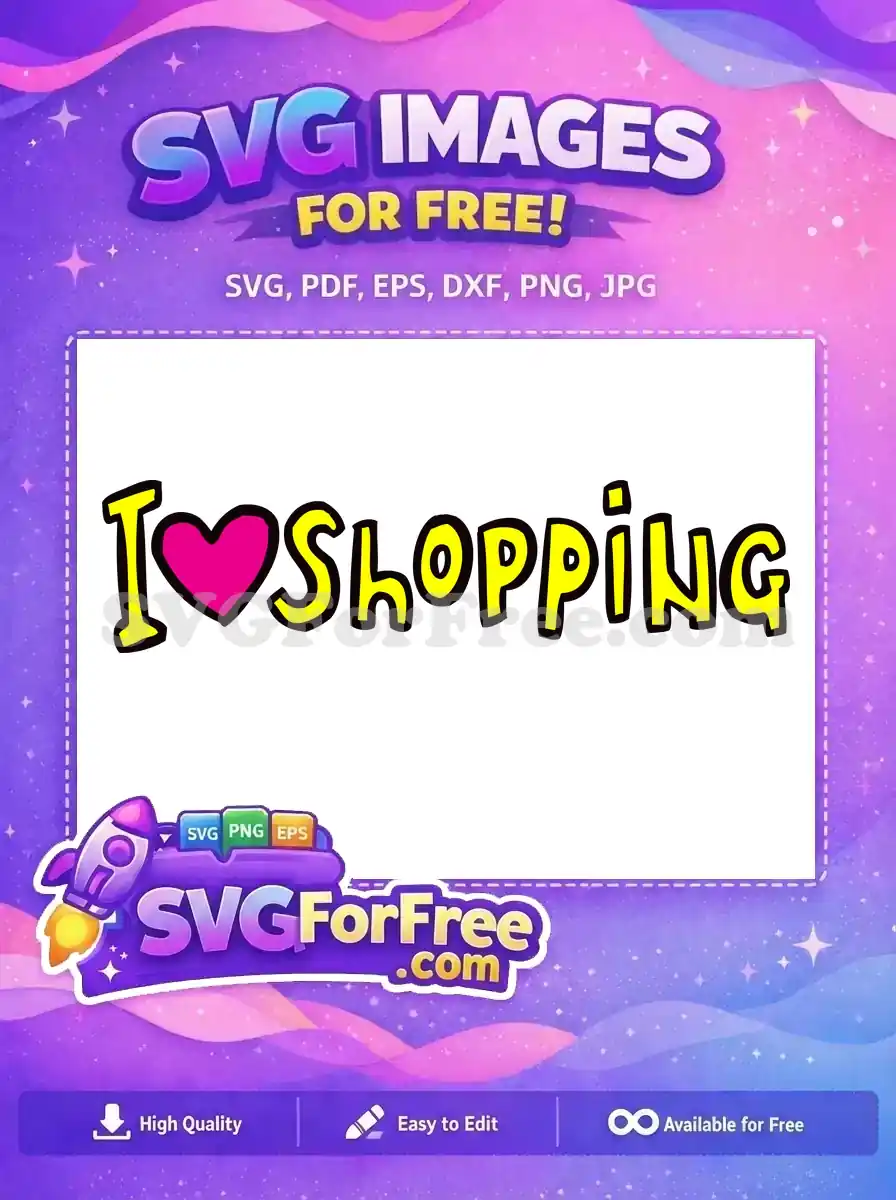 Free Pink Heart Free Yellow Letters Shopping Lover Free SVG