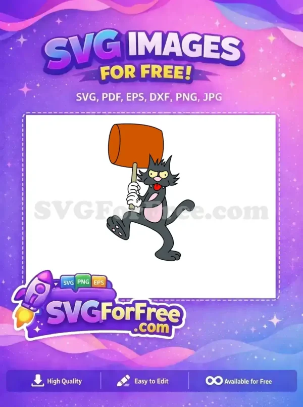 Free Angry Gray Cat with Mallet Free White Gloves Marching The Simpsons Free SVG Free Angry Gray Cat with Mallet Free White Gloves Marching The Simpsons Free SVG