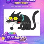 Free Scratchy Black Cat Free Turquoise Collar Simpsons Free SVG - Instant Download