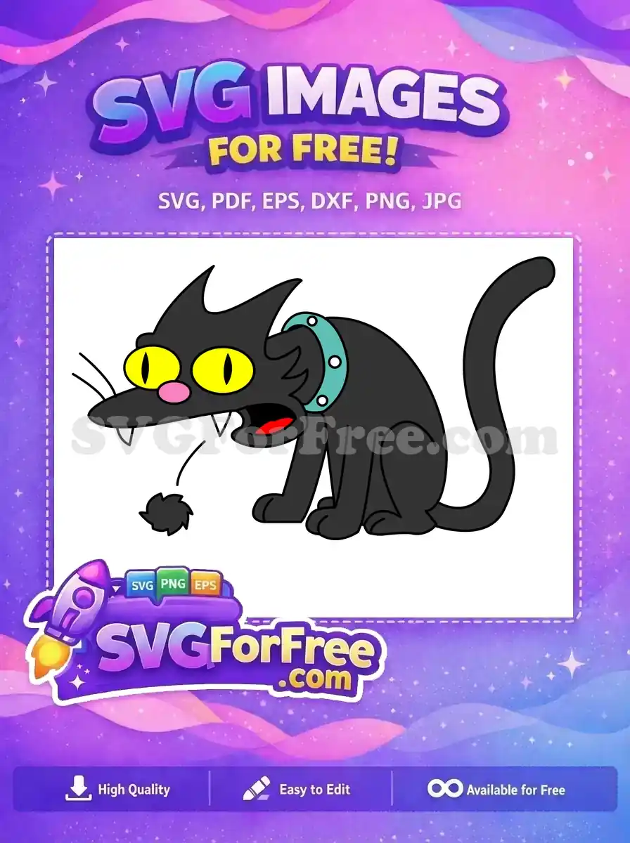 Free Scratchy Black Cat Free Turquoise Collar Simpsons Free SVG