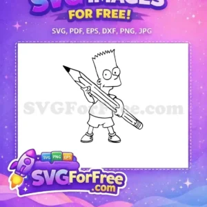 Free Bart Simpson Pencil Free Outline Drawing Free SVG