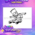 Free Bart Simpson Skateboarding Free Outline Simpsons Free SVG 1 - Instant Download