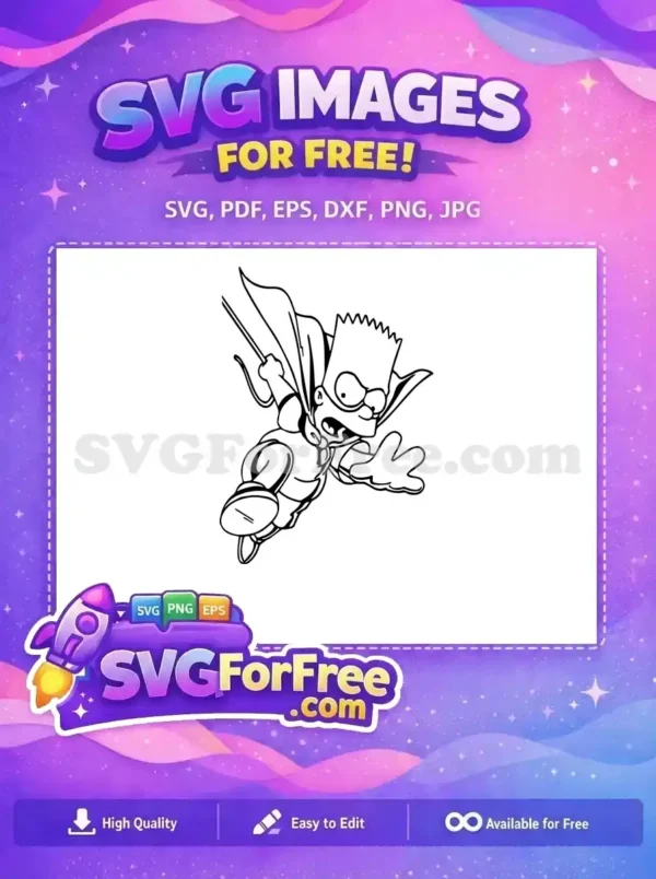 Free Bart Simpson Superhero Free Cape Angry Expression Free SVG