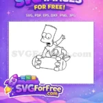 Free Bart Simpson Skateboarding Free Outlined Disney Character Free SVG - Instant Download